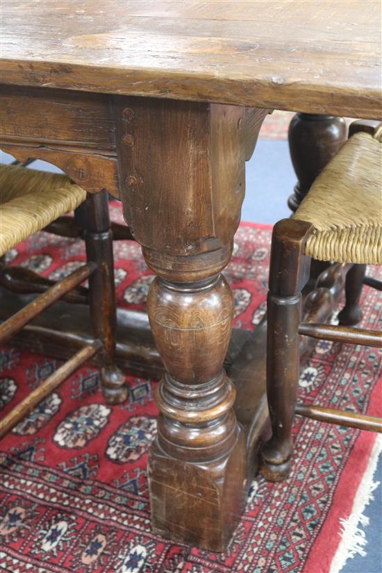 An oak refectory table, L.372cm